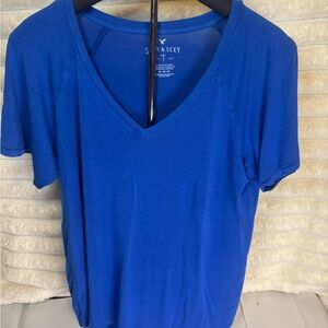 American Eagle Outfitters Royal Blue V-Neck Tee